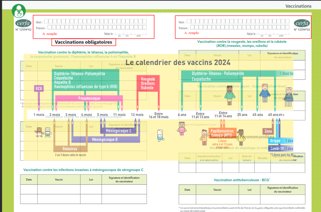 Exemple certificat de vaccination